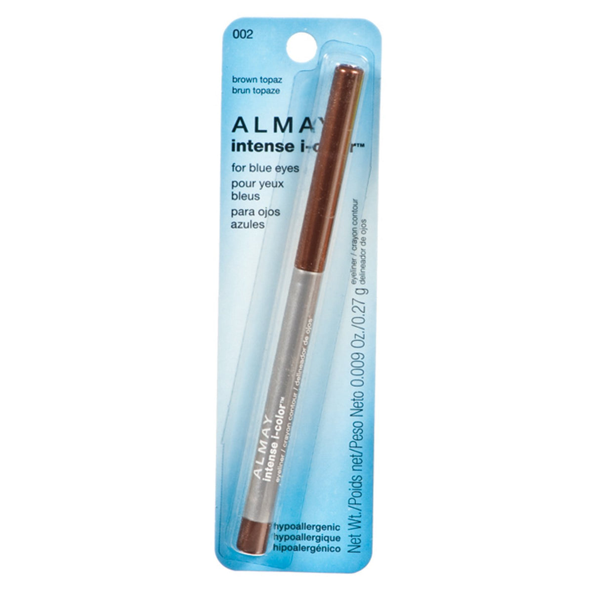 Almay Brown Topaz pencil front packaging showing shade and benefit of color contrast