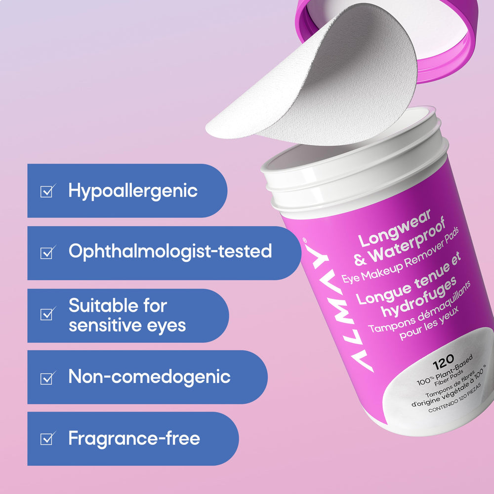 Almay packaging label close-up showing ingredient exclusions and benefits