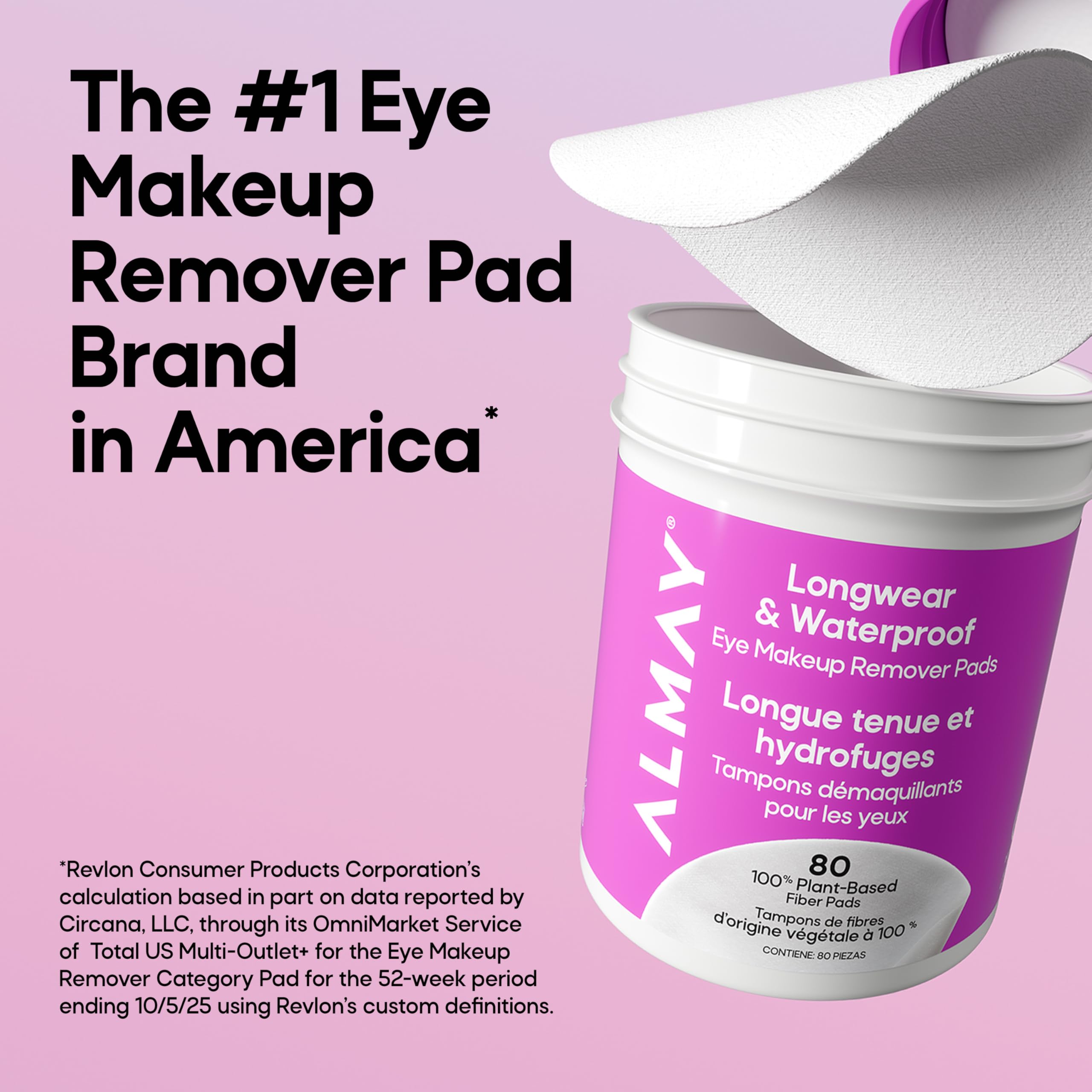 Almay moist pad surface close-up demonstrating effective makeup removal