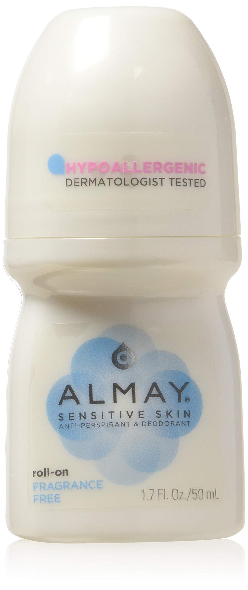 Almay roll-on front packaging showing label and fragrance-free benefit