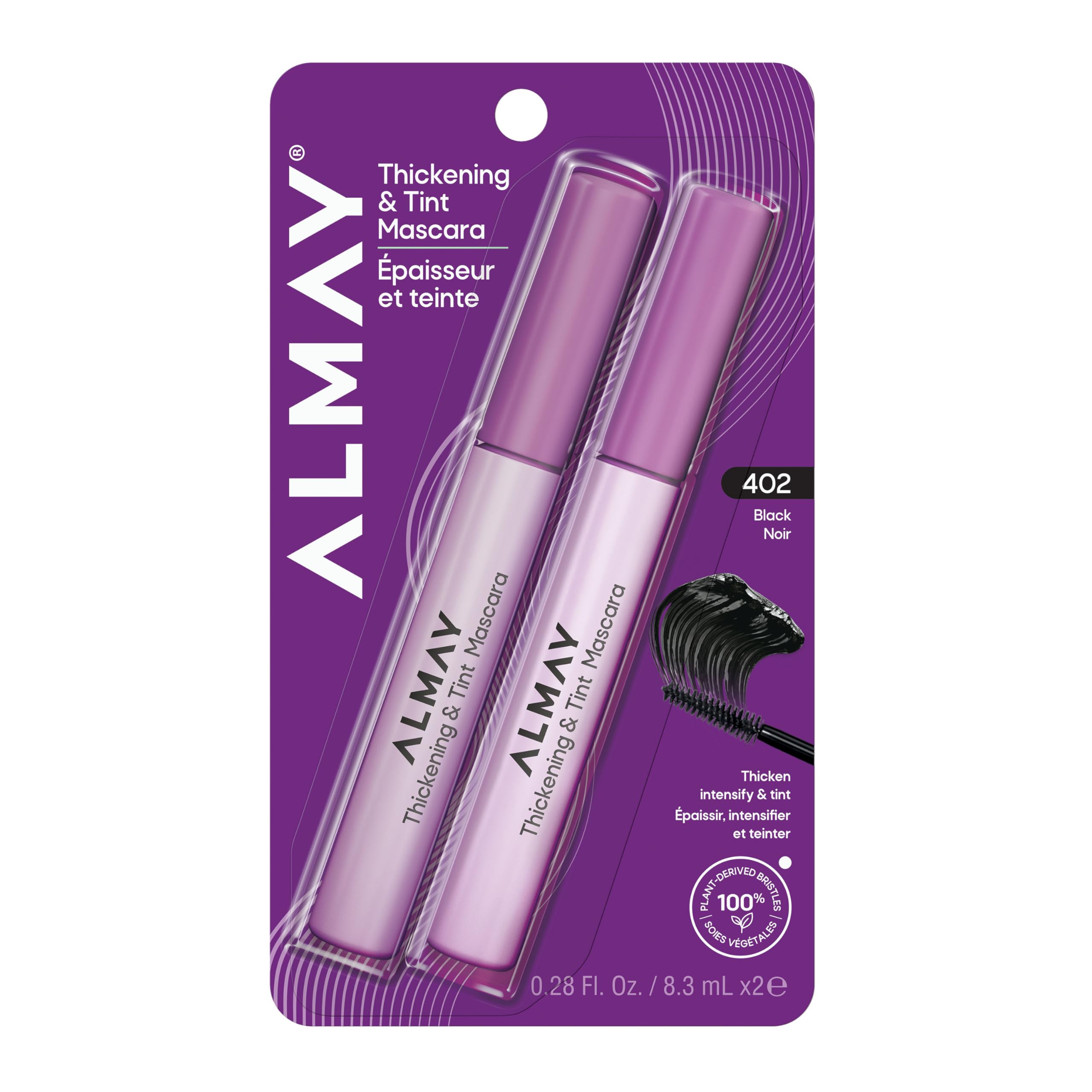 Almay thickening tint mascara front pack showing shade and two-pack benefit