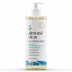 Almond Clear front packaging showing label and 16 oz size for clear skin