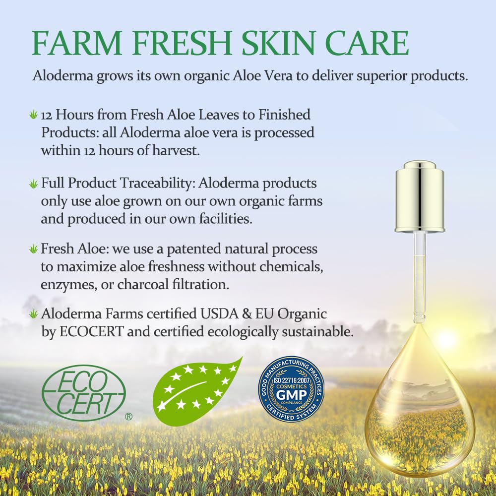 Aloderma used in morning skincare routine for lightweight face hydration benefit