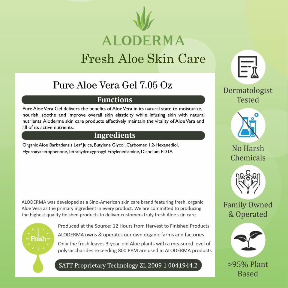 Aloderma label close-up displaying ingredients and ECOCERT organic certification