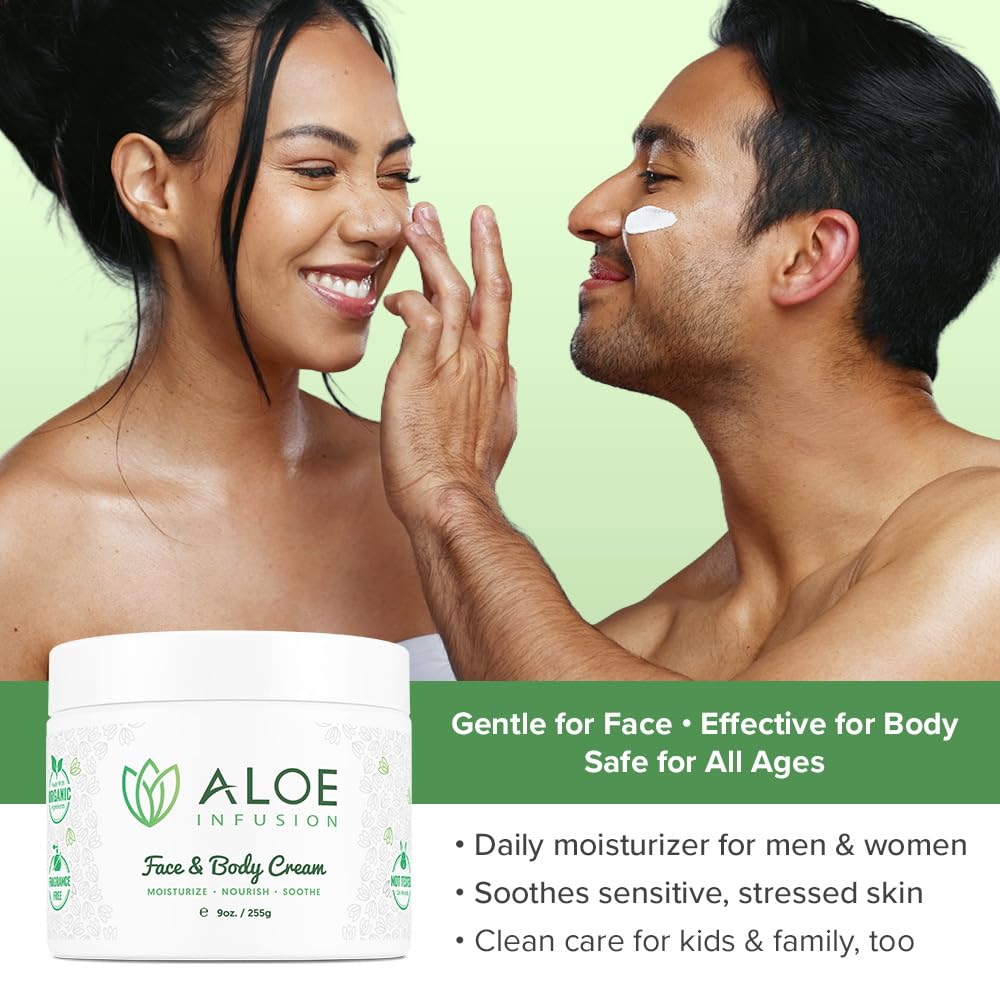 Close-up of Aloe Infusion label highlighting organic aloe and clean formulation