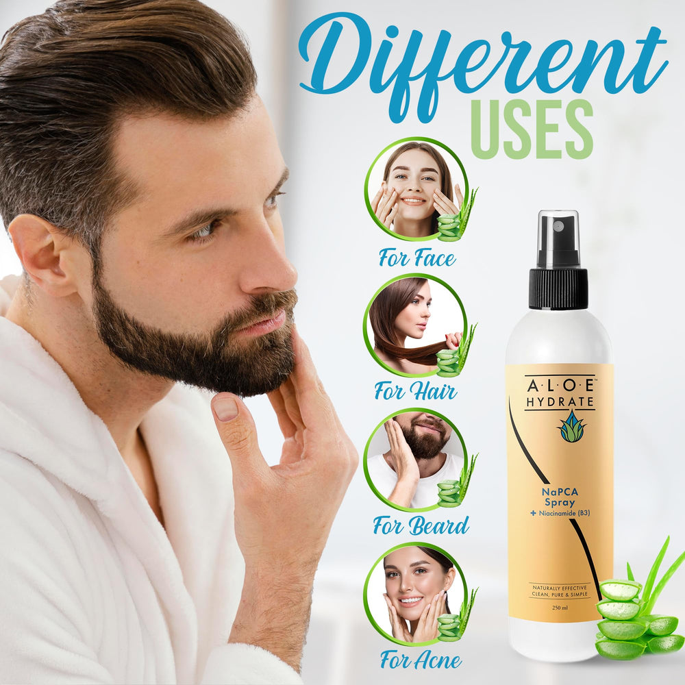 AloeHydrate spritzing over makeup demonstrating non-greasy refresh benefit