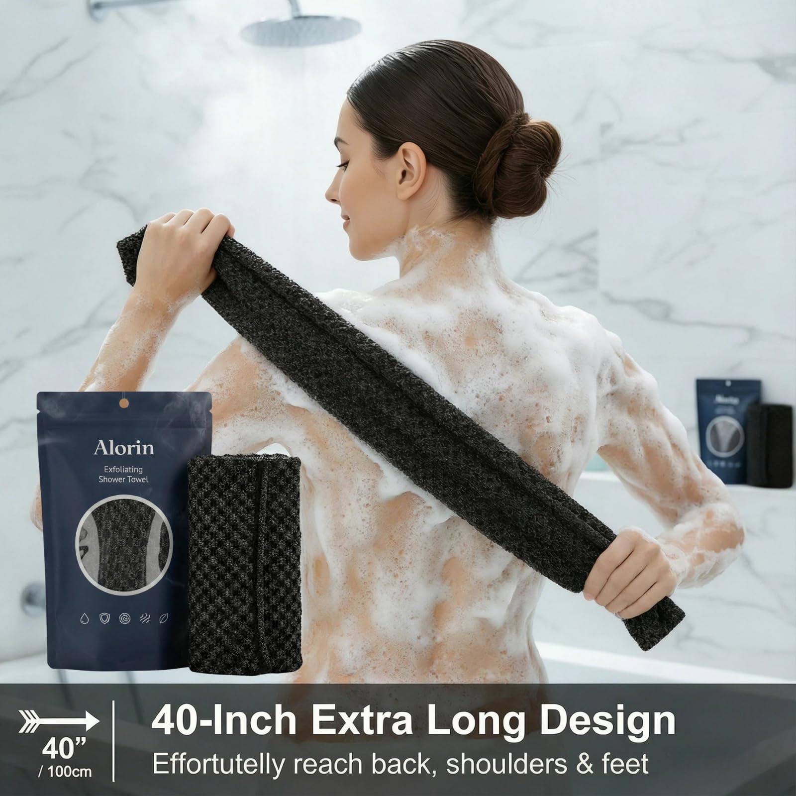 Alorin Towel close-up hexagonal weave showing gentle exfoliation benefit