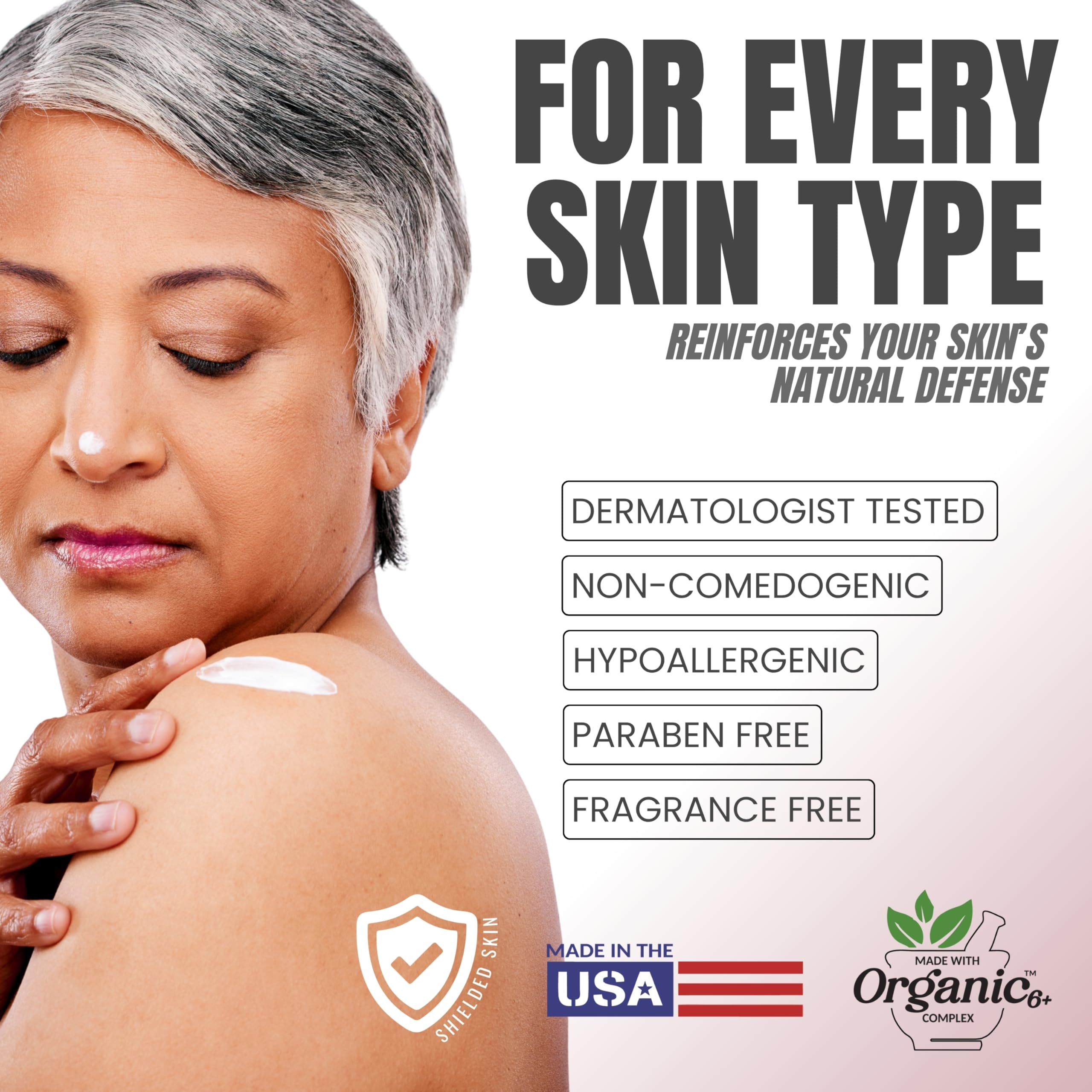 Alozera application on face and neck shows firming and smooth finish