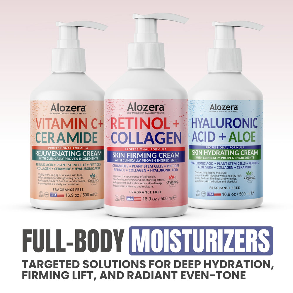 Alozera bottle on bathroom counter lifestyle image suggests daily routine