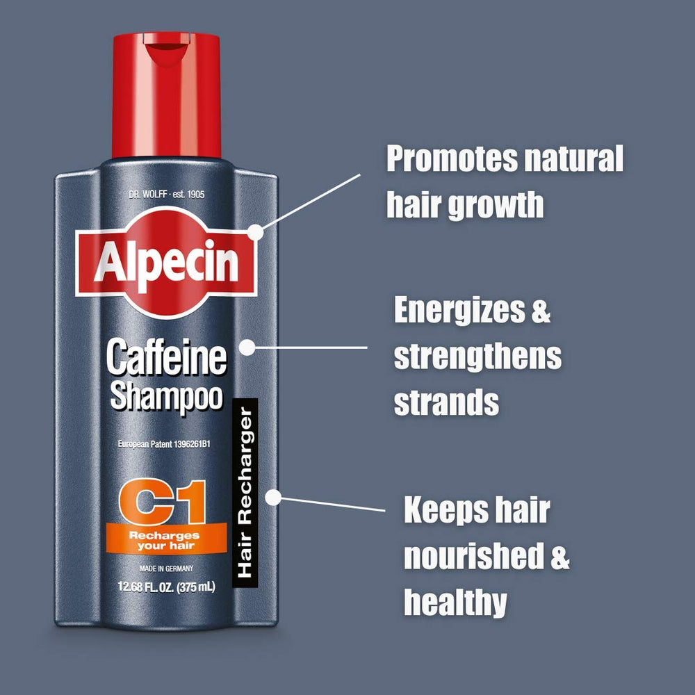 Alpecin C1 shampoo in hand during use illustrating easy daily application