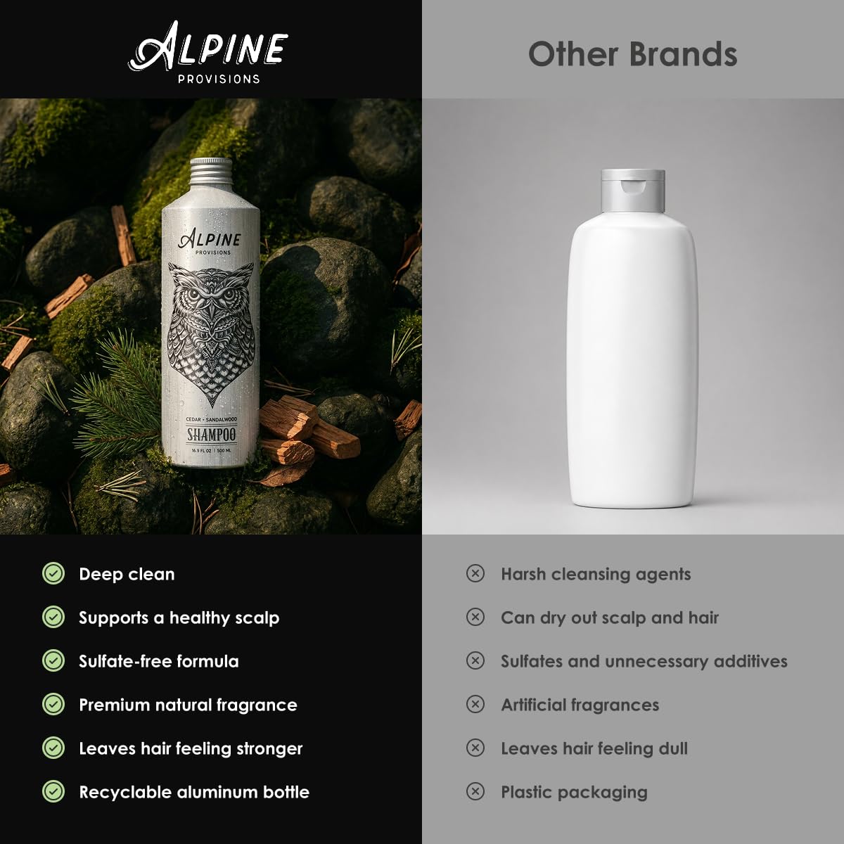 Alpine Provisions shampoo foaming on hair demonstrating gentle cleansing action