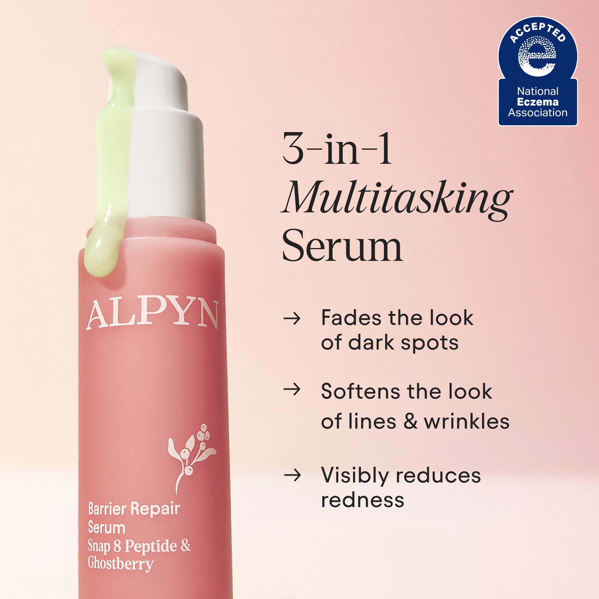 Alpyn Beauty dropper dispensing serum emphasizing precise application