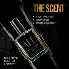 ALT. FRAGRANCES close-up of label typography highlighting premium branding detail