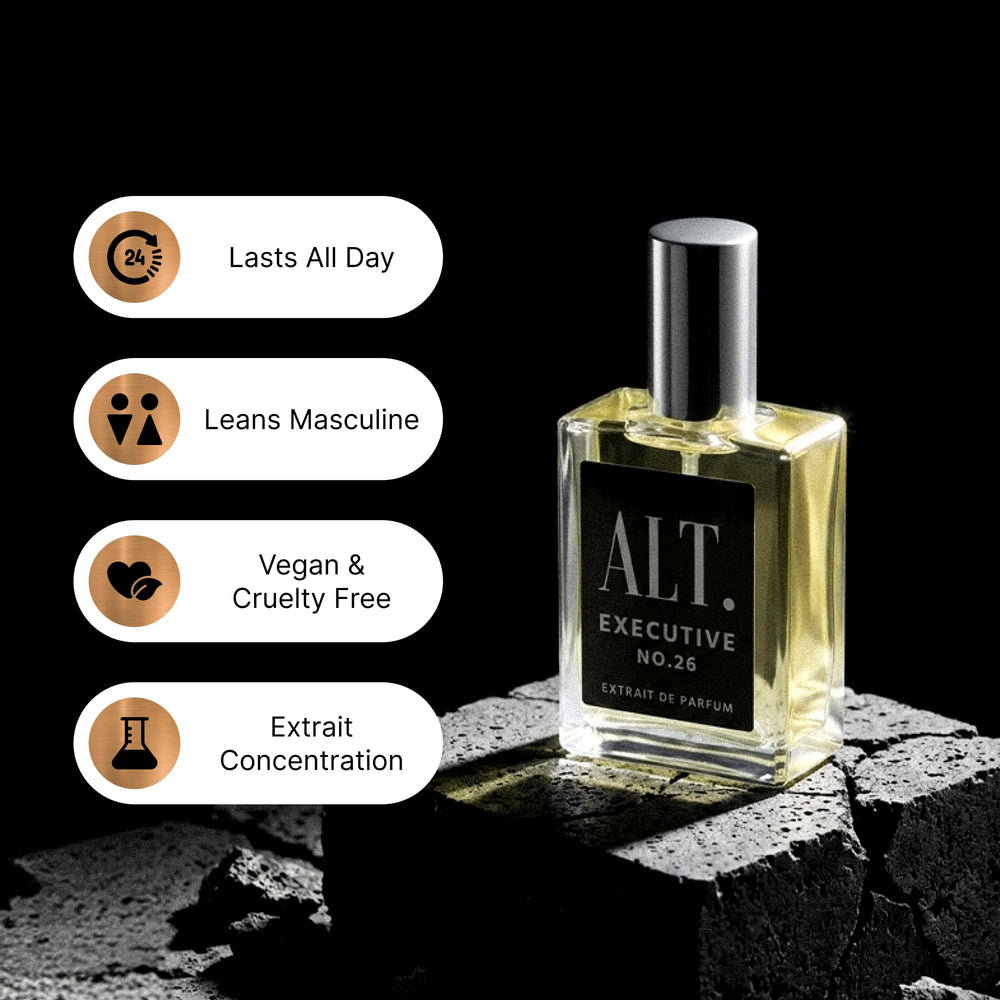 ALT. FRAGRANCES top notes display with bergamot and pineapple showing fresh energy
