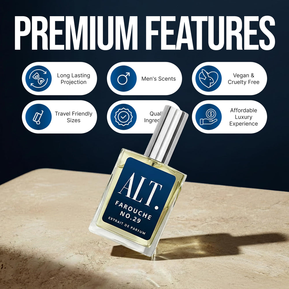 ALT. FRAGRANCES 60ml bottle next to a common item to show compact travel-ready size