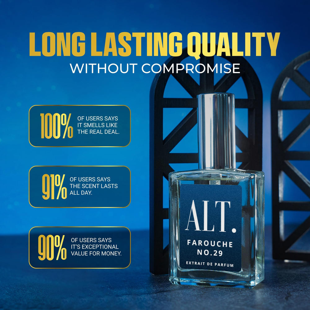 ALT. FRAGRANCES on dresser lifestyle shot conveying daily wear sophistication