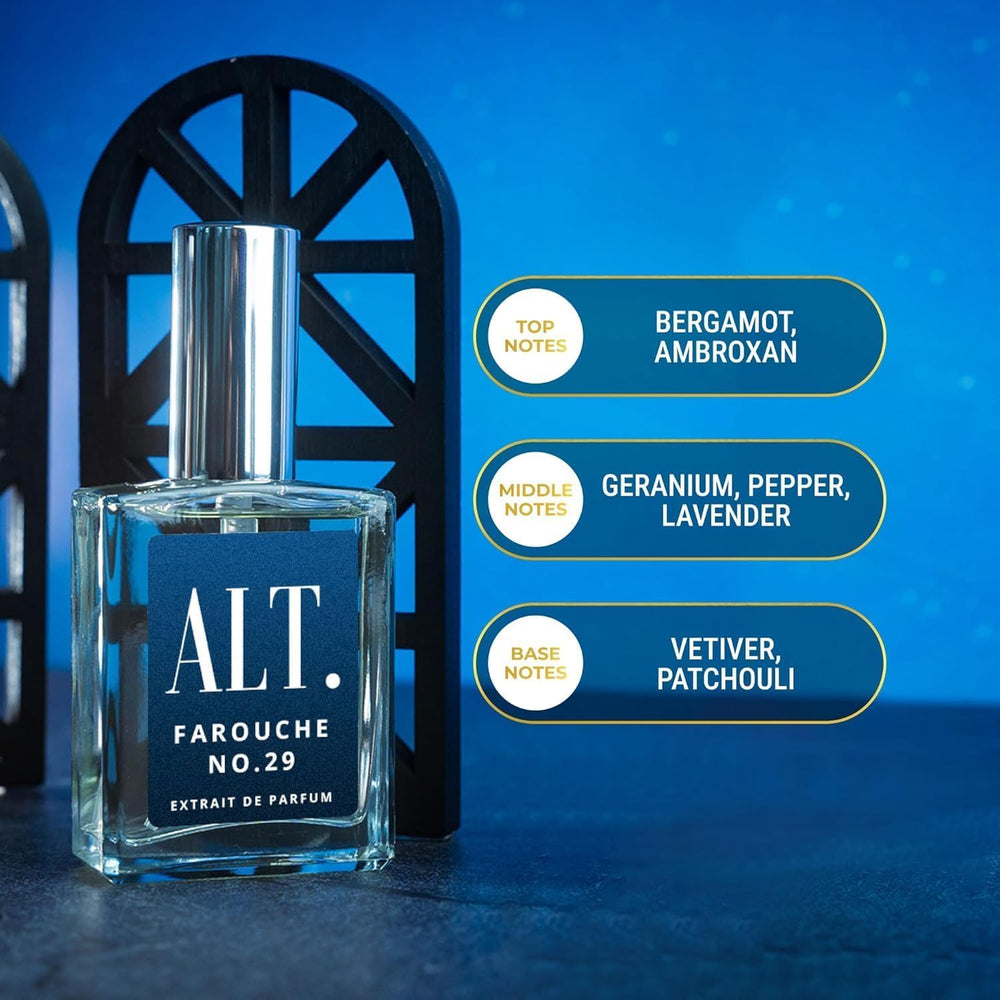 ALT. FRAGRANCES packaging box display showing retail-ready branded presentation