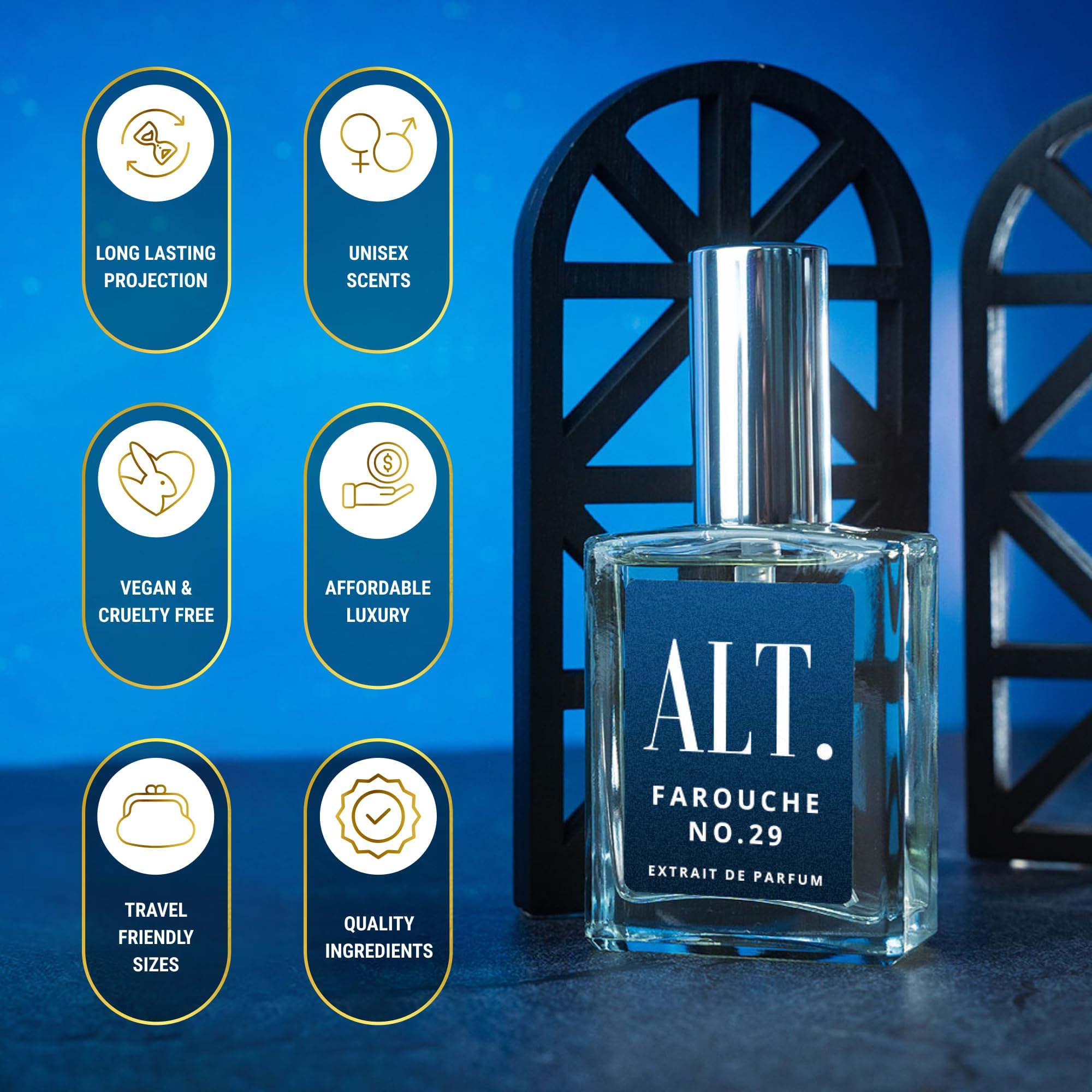 ALT. FRAGRANCES spray cloud in air demonstrating projection and scent diffusion