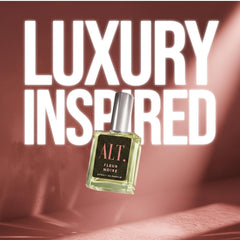 ALT. FRAGRANCES fleur noire label close-up highlighting extrait de parfum concentration benefits