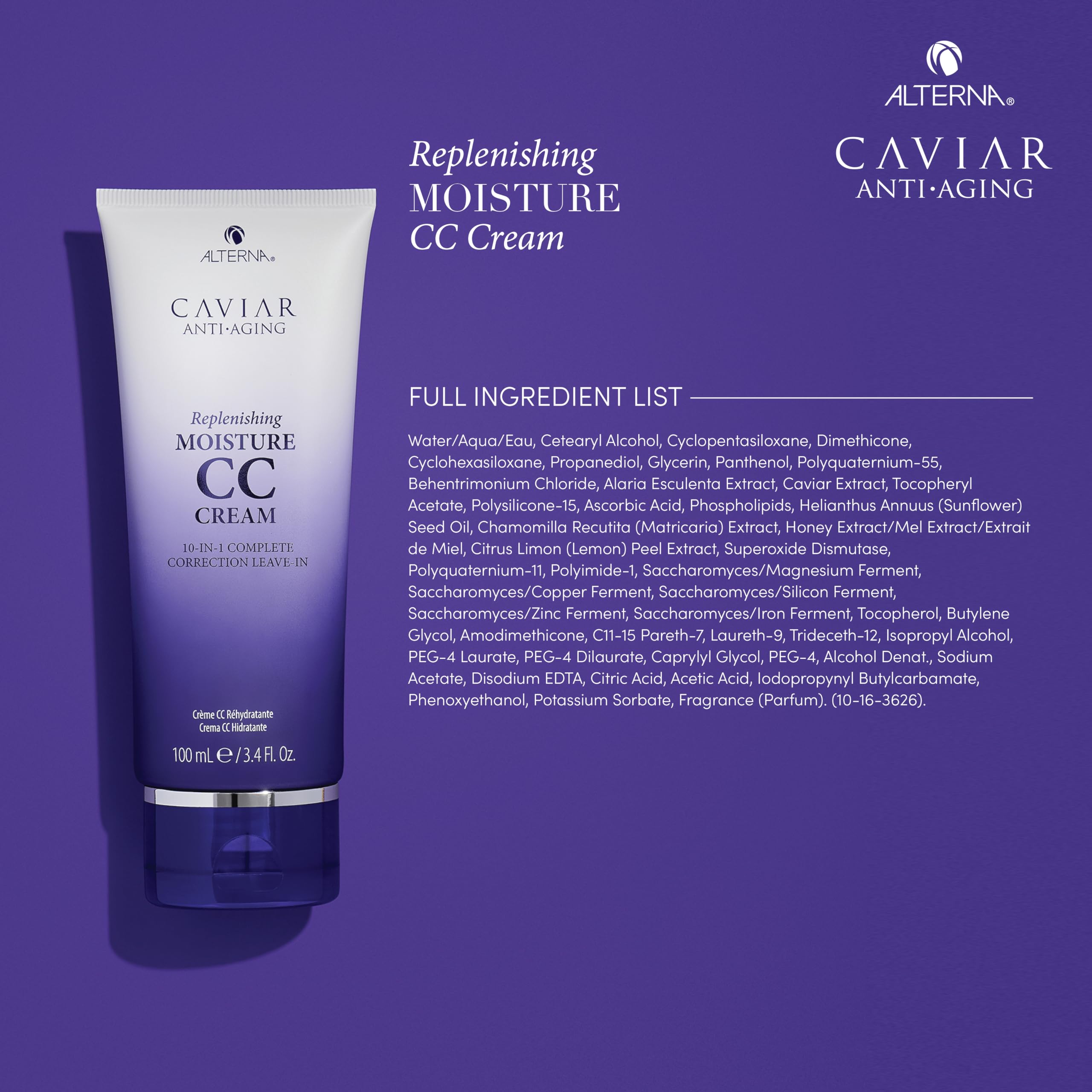 Alterna Caviar next to ruler size comparison of the 3.4 fl oz bottle