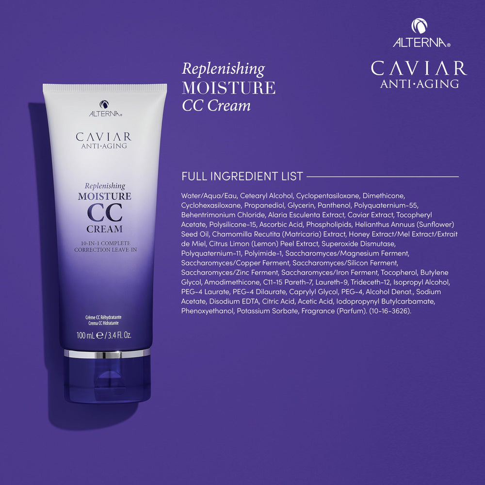 Alterna Caviar next to ruler size comparison of the 3.4 fl oz bottle