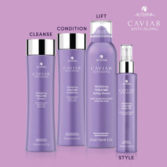 Alterna conditioner being applied to hair mid-lengths for added fullness