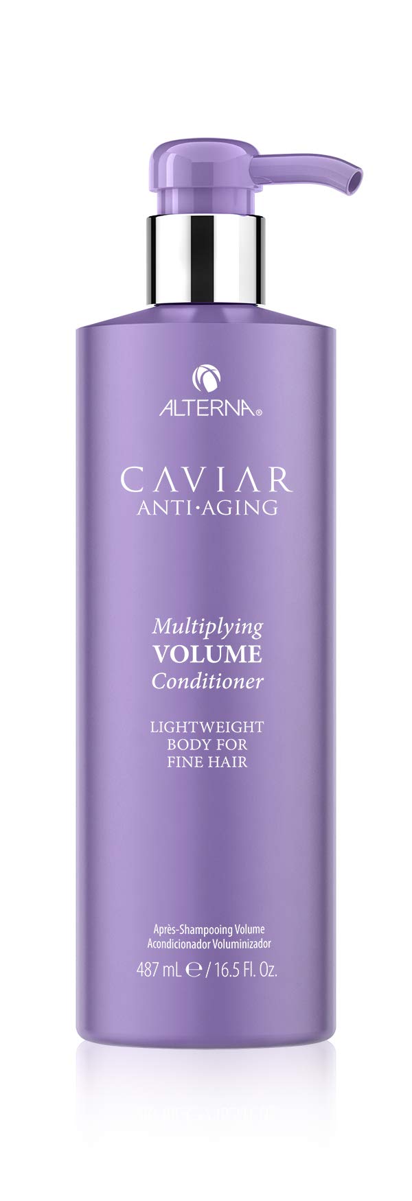 Alterna bottle front view showing label and benefit of instant volume