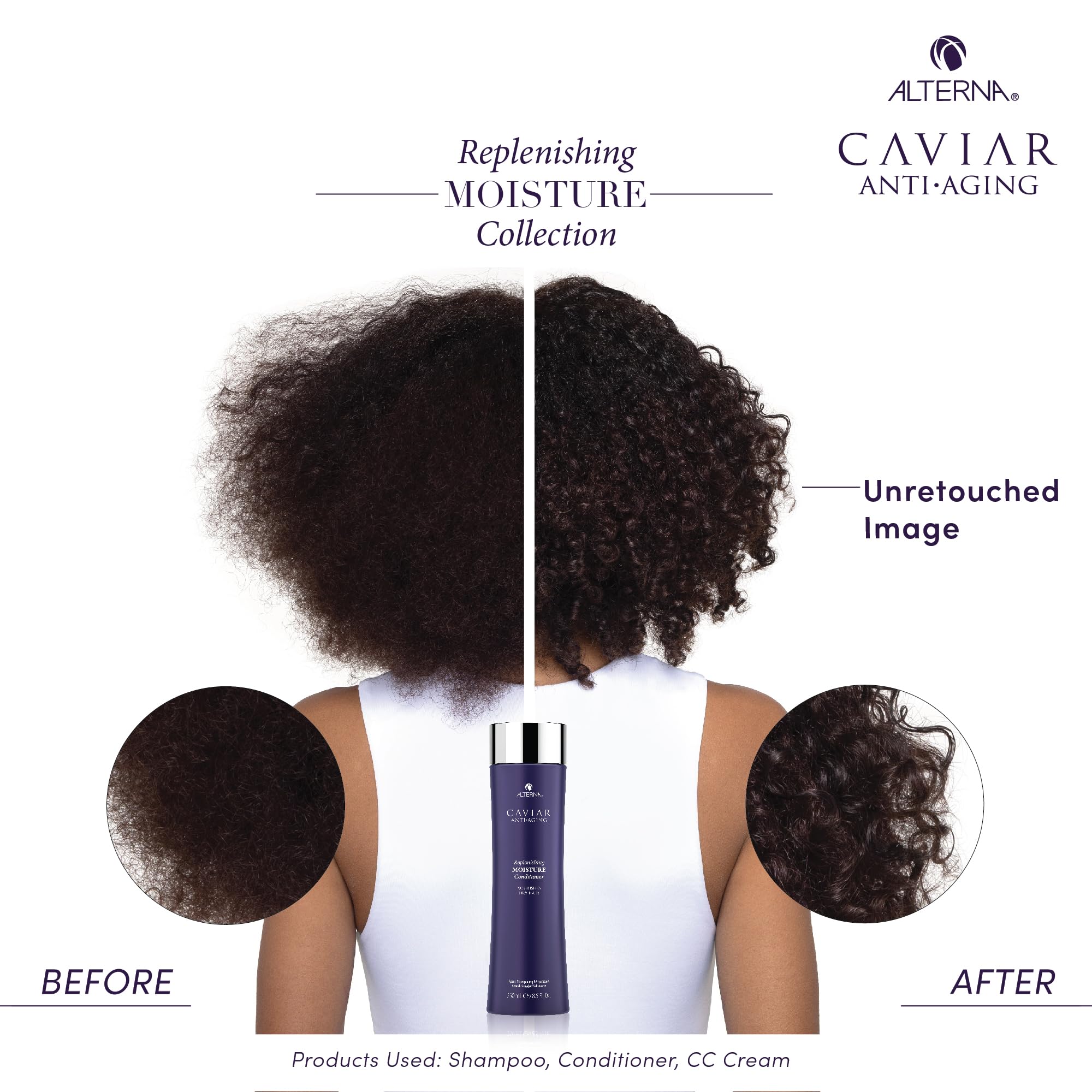 Alterna caviar size comparison 33.8 oz bottle beside common objects for value perception benefit