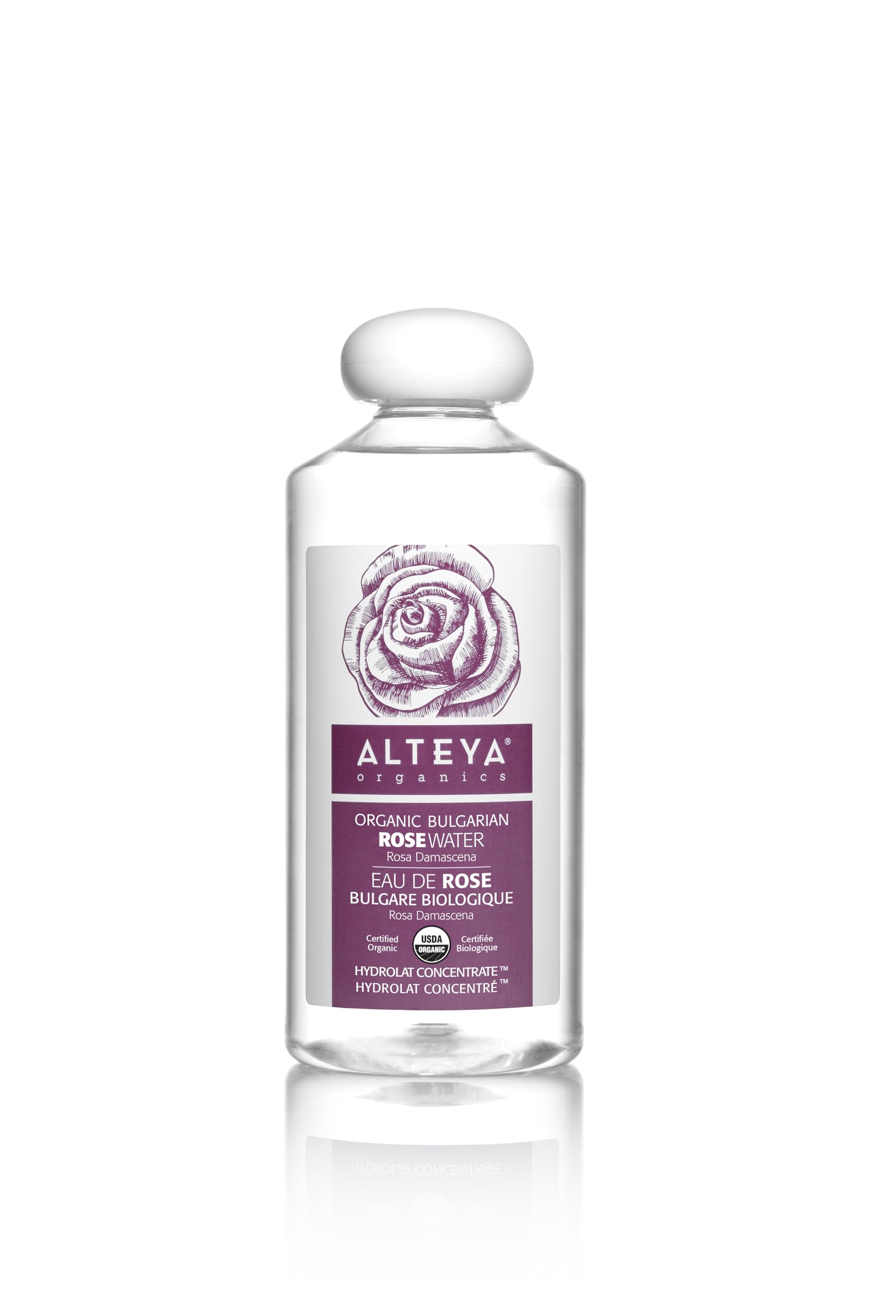 Alteya front packaging 17oz bottle showing pure organic toner benefits