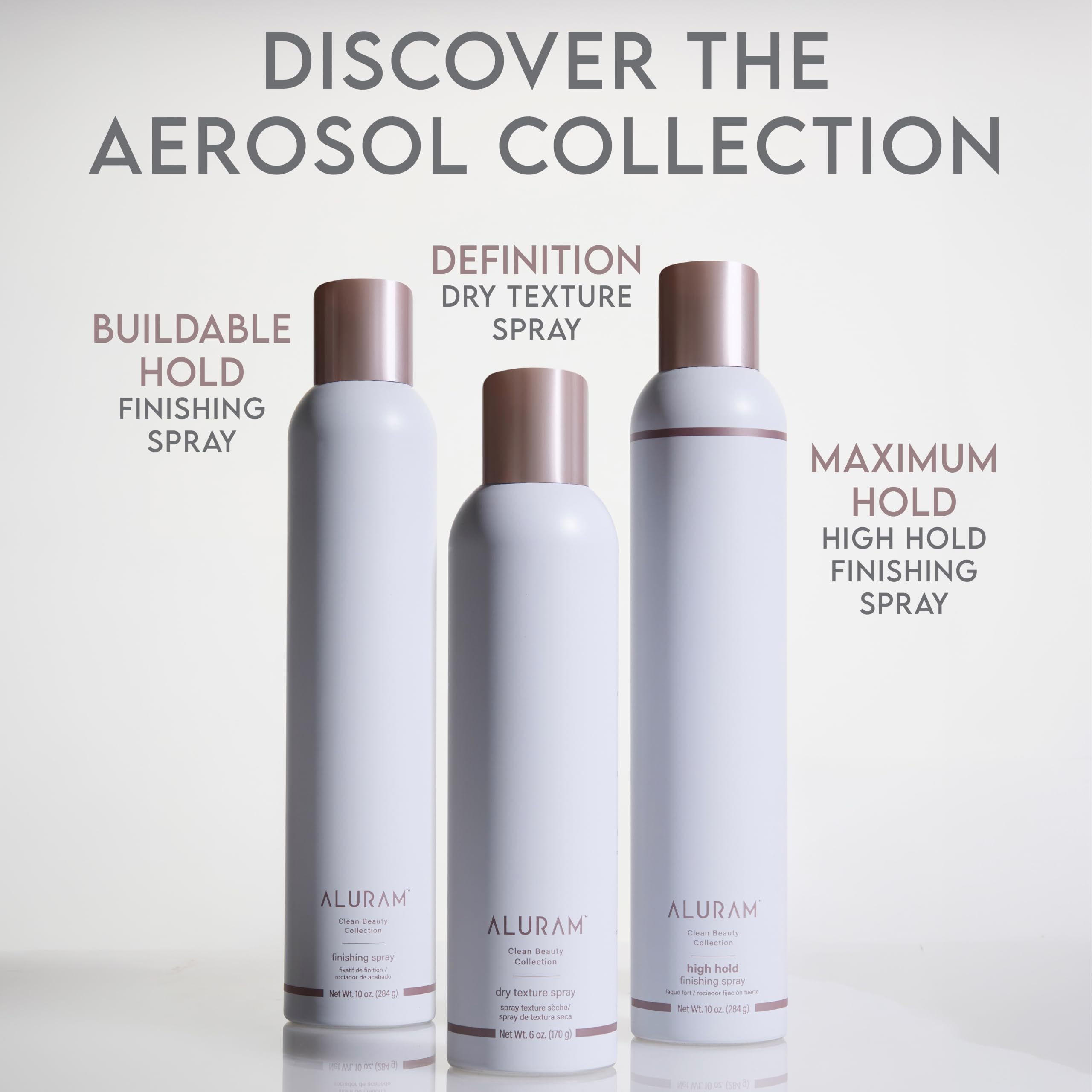 ALURAM spray texture on hair illustrating lightweight, nonsticky finish