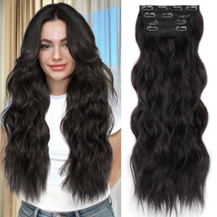 ALXNAN front packaging showing black brown 24 inch extensions and benefits