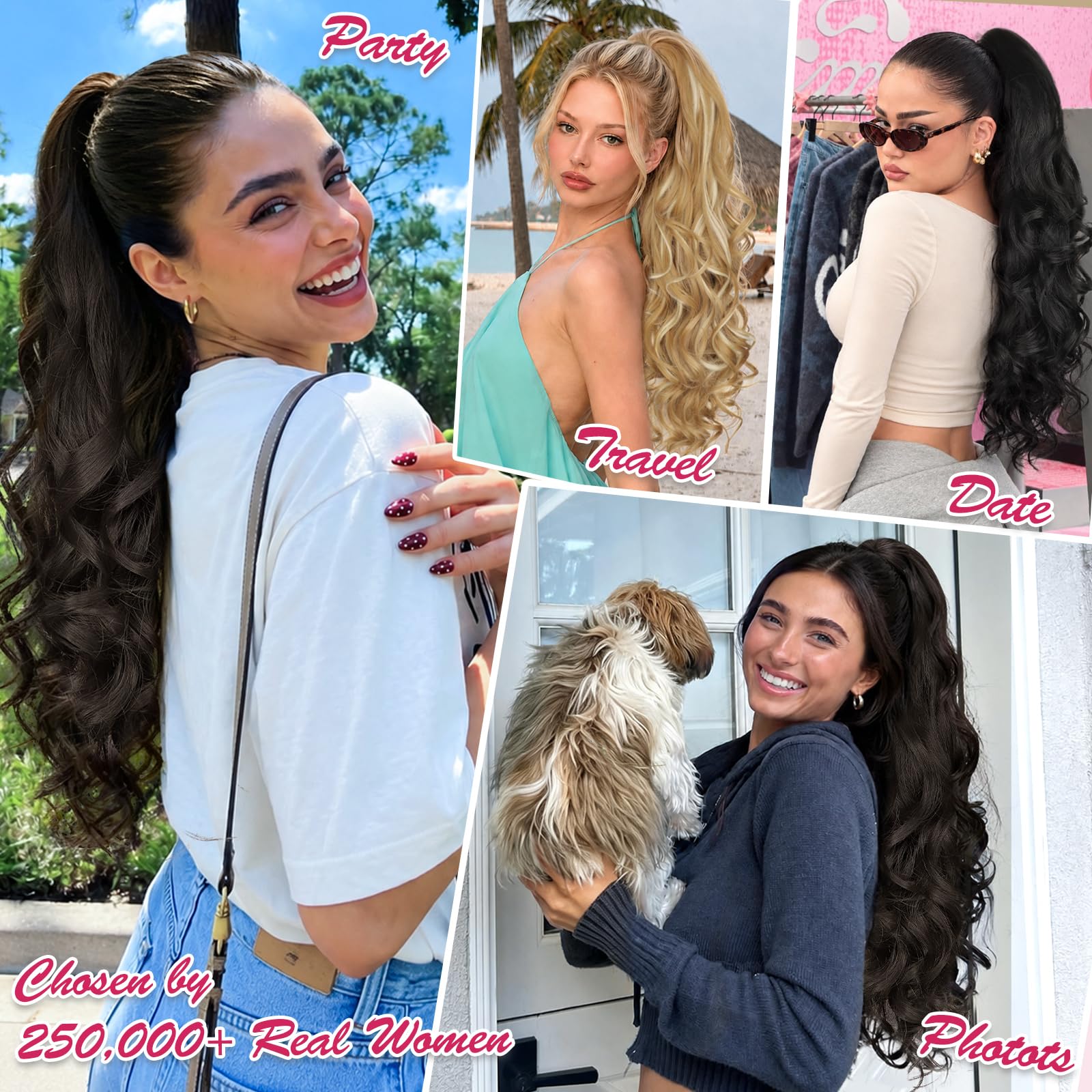 ALXNAN model wearing a high ponytail extension showing easy styling benefit