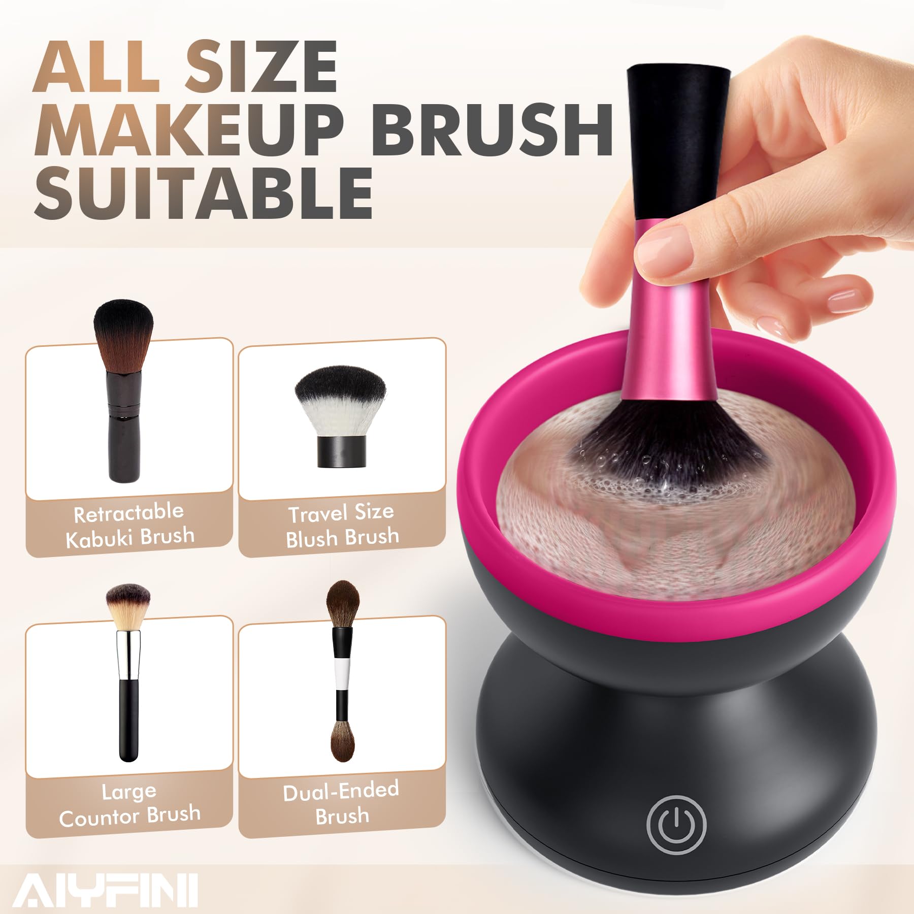 Alyfini collar size comparison showing fit options for many brush types