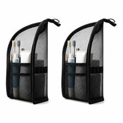 ALZHIUM standing toiletry bag front view shows upright stability benefit