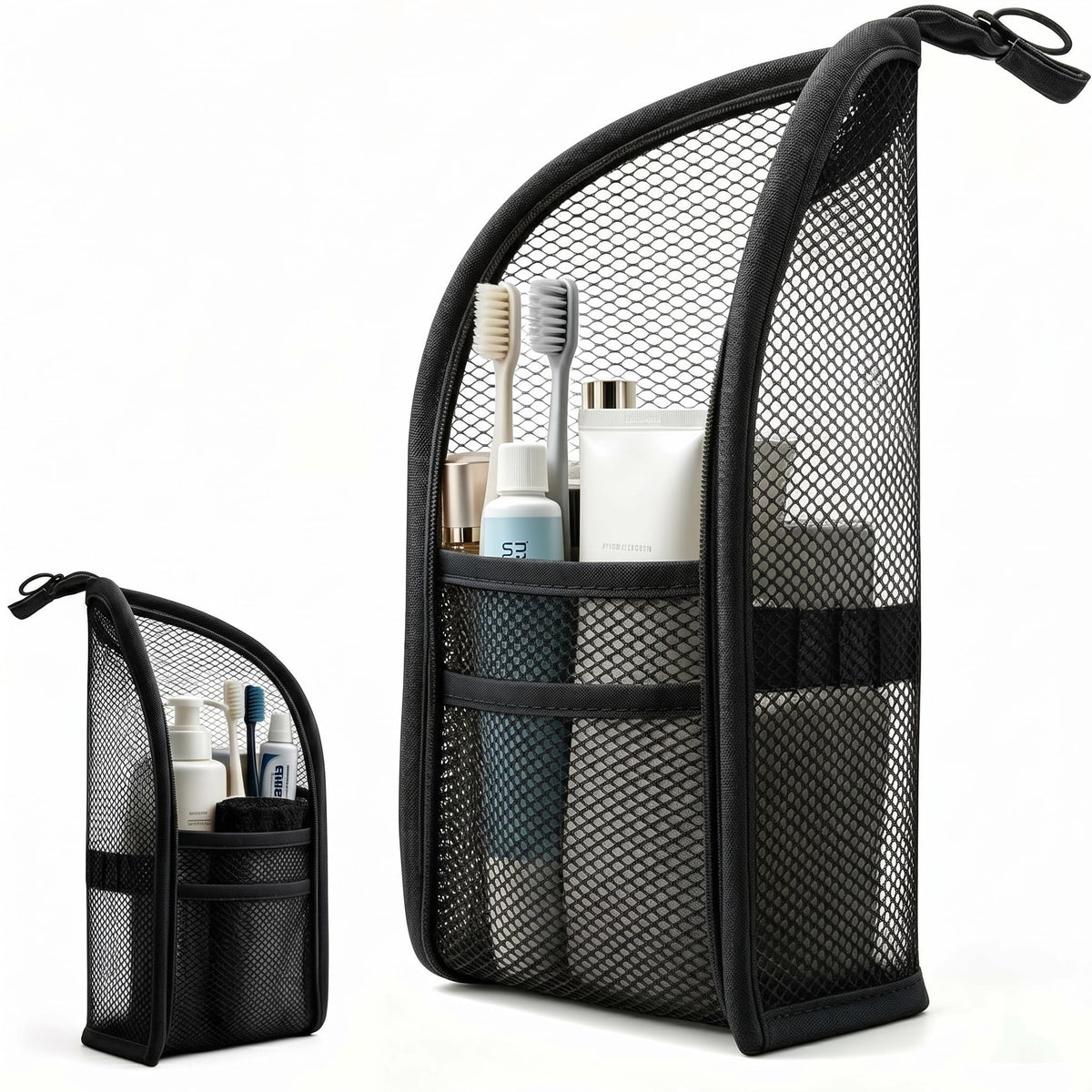 ALZHIUM standing toiletry bag front view showing organized exterior benefit