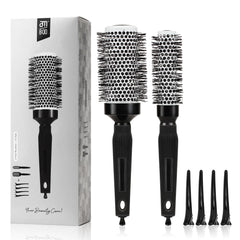 AM 8:00 front view of round brush showing barrel and bristles for smooth styling