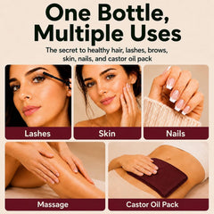 AMAAROIL thick castor oil texture on finger for easy spreadability
