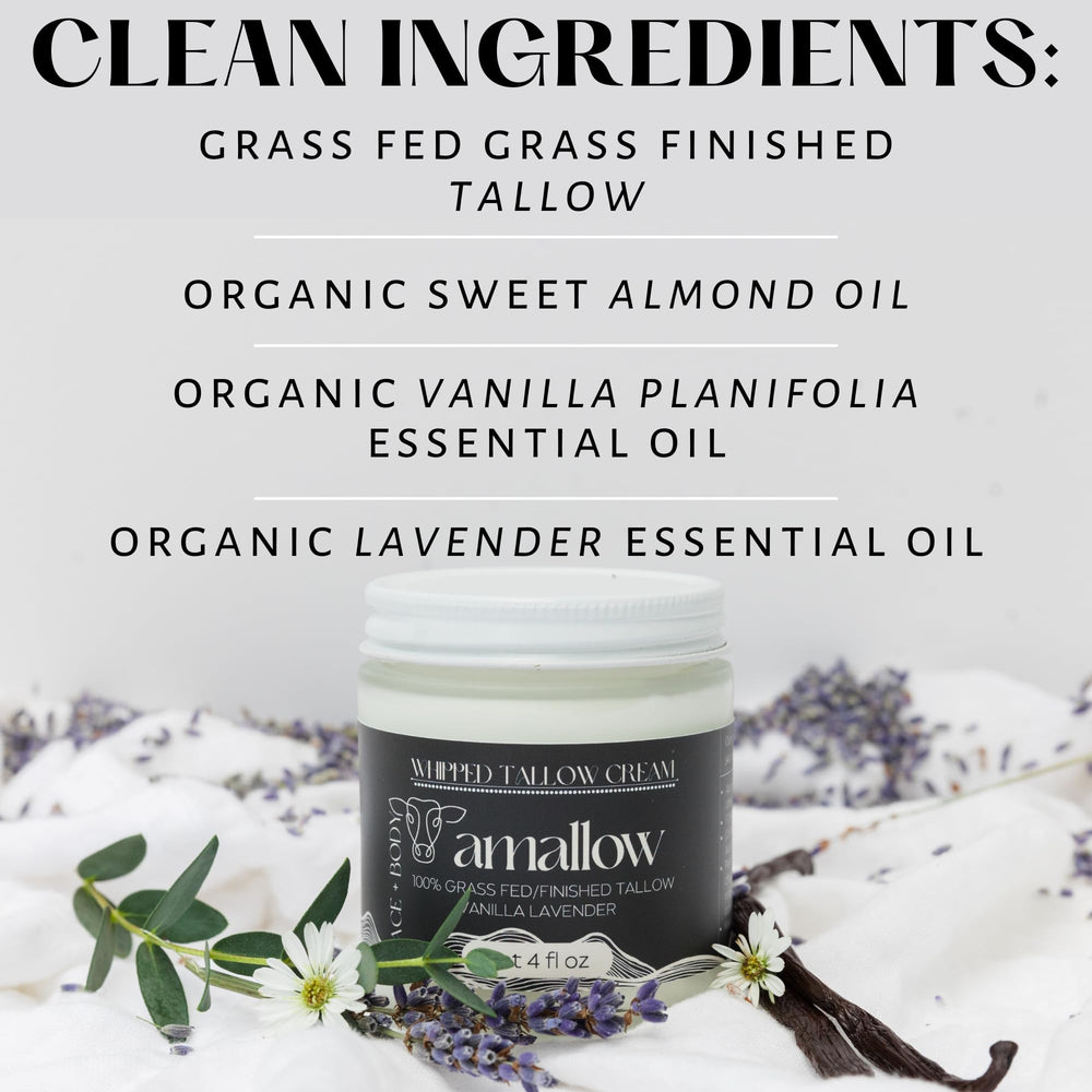 Amallow close-up of creamy tallow texture highlighting nourishing lipids