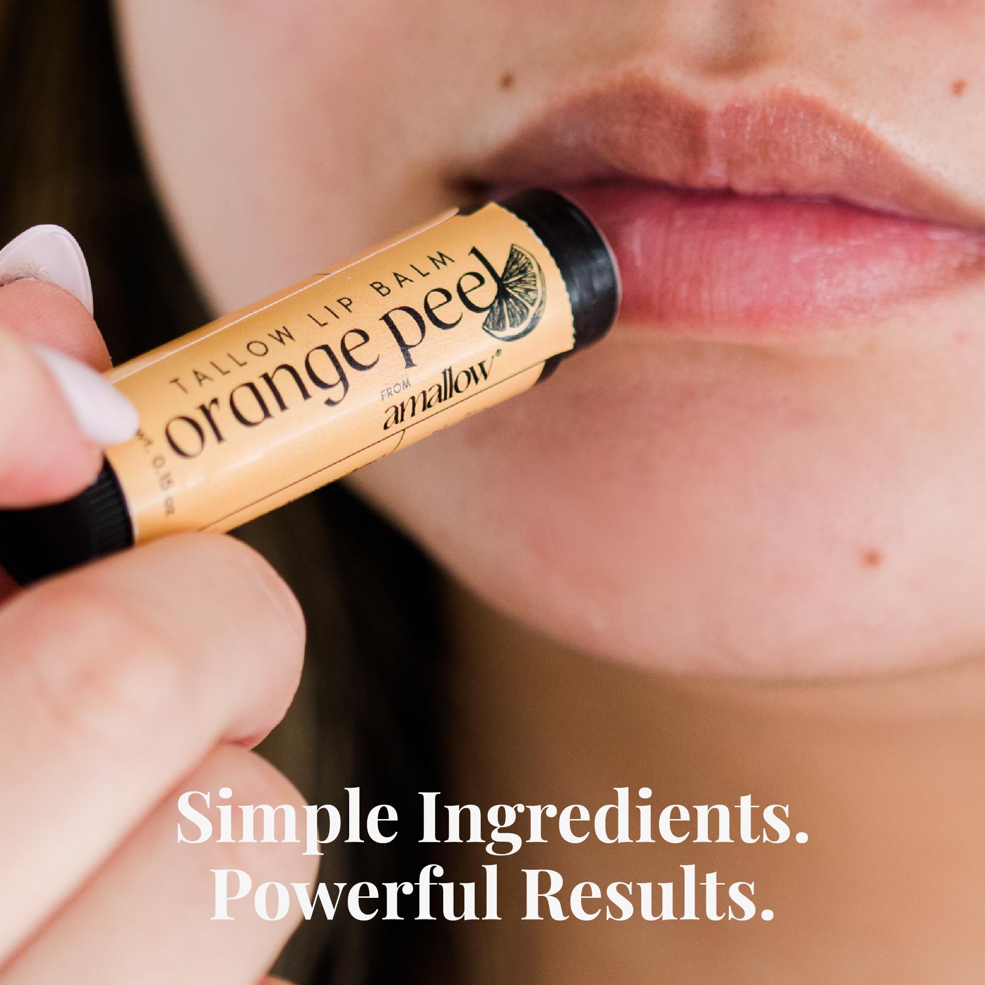 Amallow orange peel stick opened showing balm surface and citrus appeal