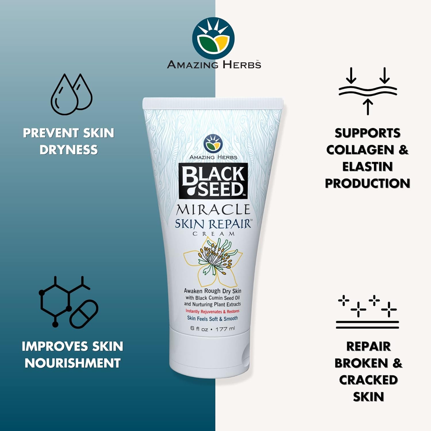 Amazing Herbs close-up cream texture showing smooth absorbent finish