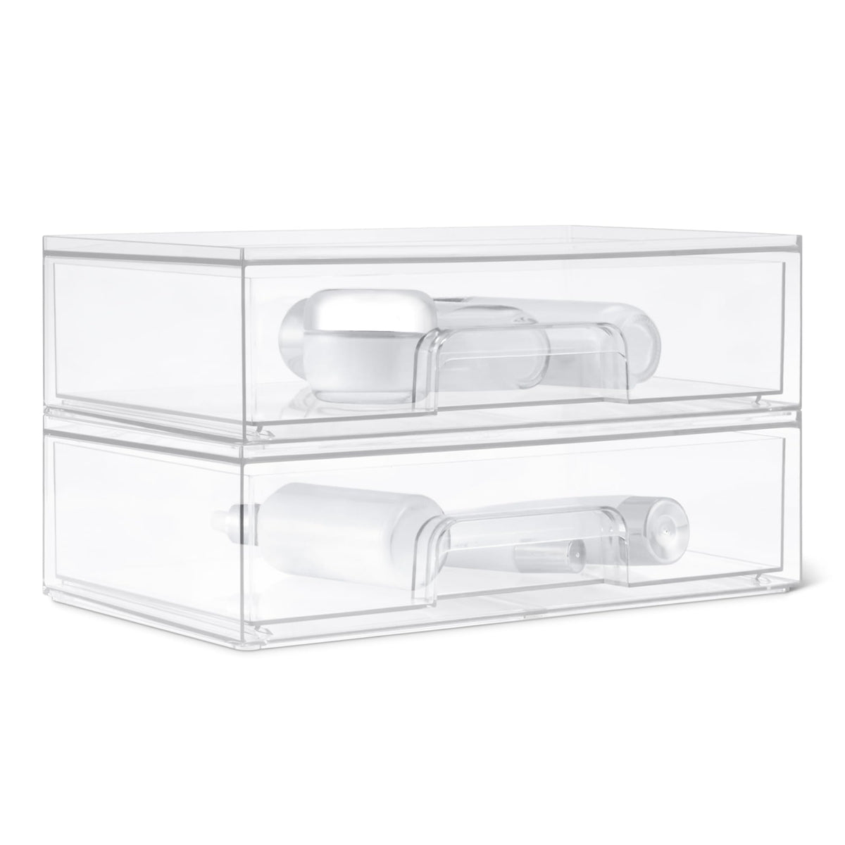 Amazon Basics clear drawers front view showing compact storage and visibility