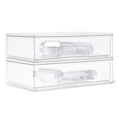Amazon Basics clear drawers front view showing compact storage and visibility