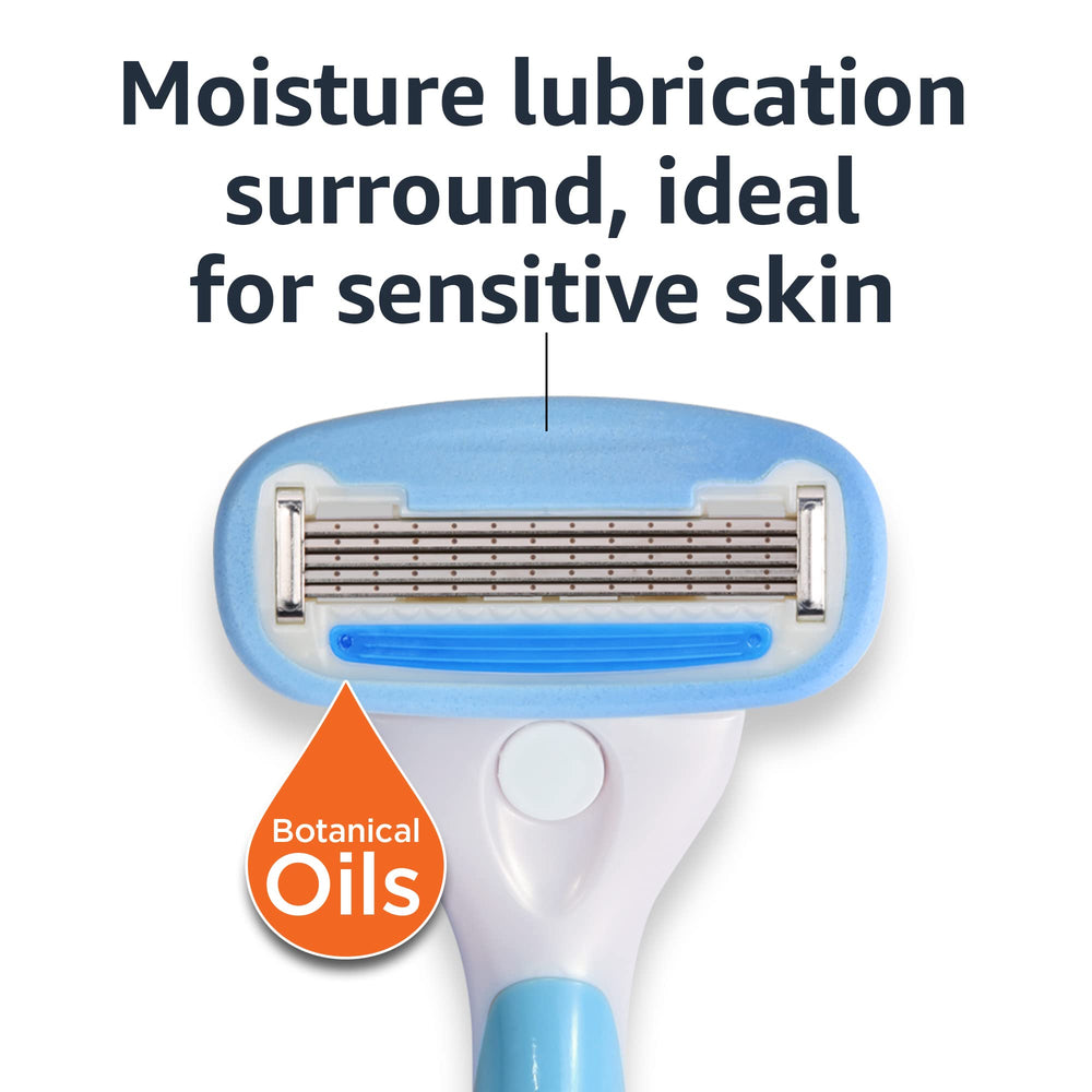 Amazon Basics lubricating strip detail with botanical oils for gentler glide