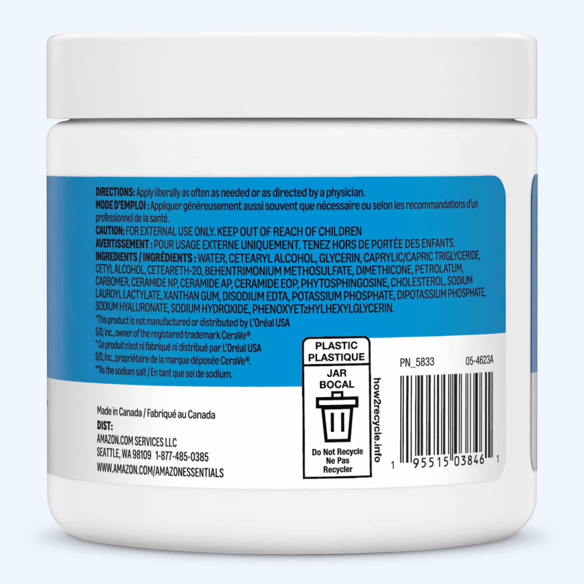 Amazon Essentials next to a common object size comparison showing 16 oz supply benefit