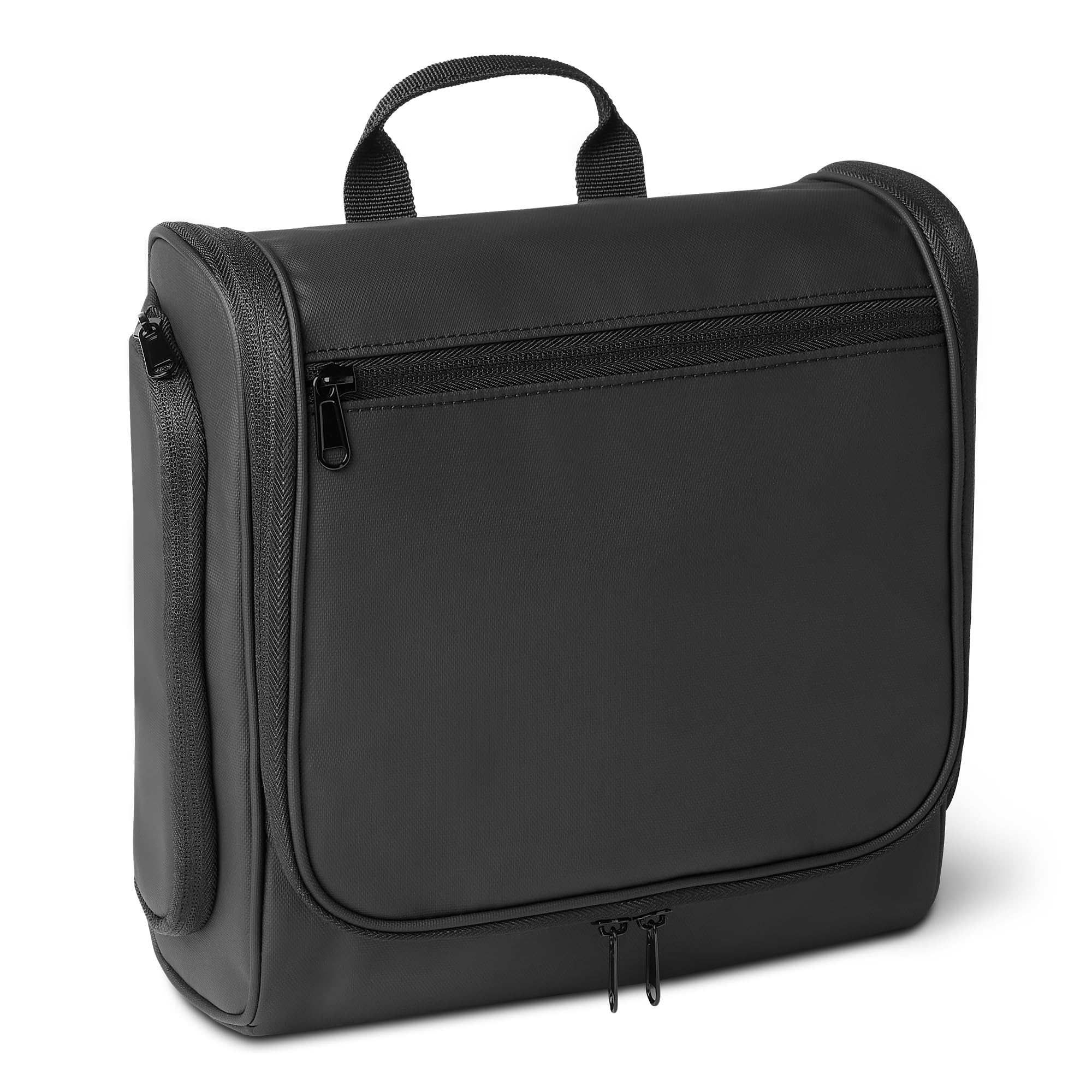 Amazon Essentials toiletry bag front view showing compact travel-ready shape and handle