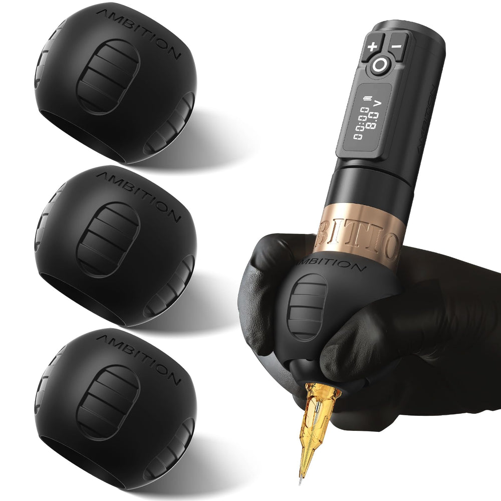 Ambition grip covers front packaging showing three-piece set, clear product benefits