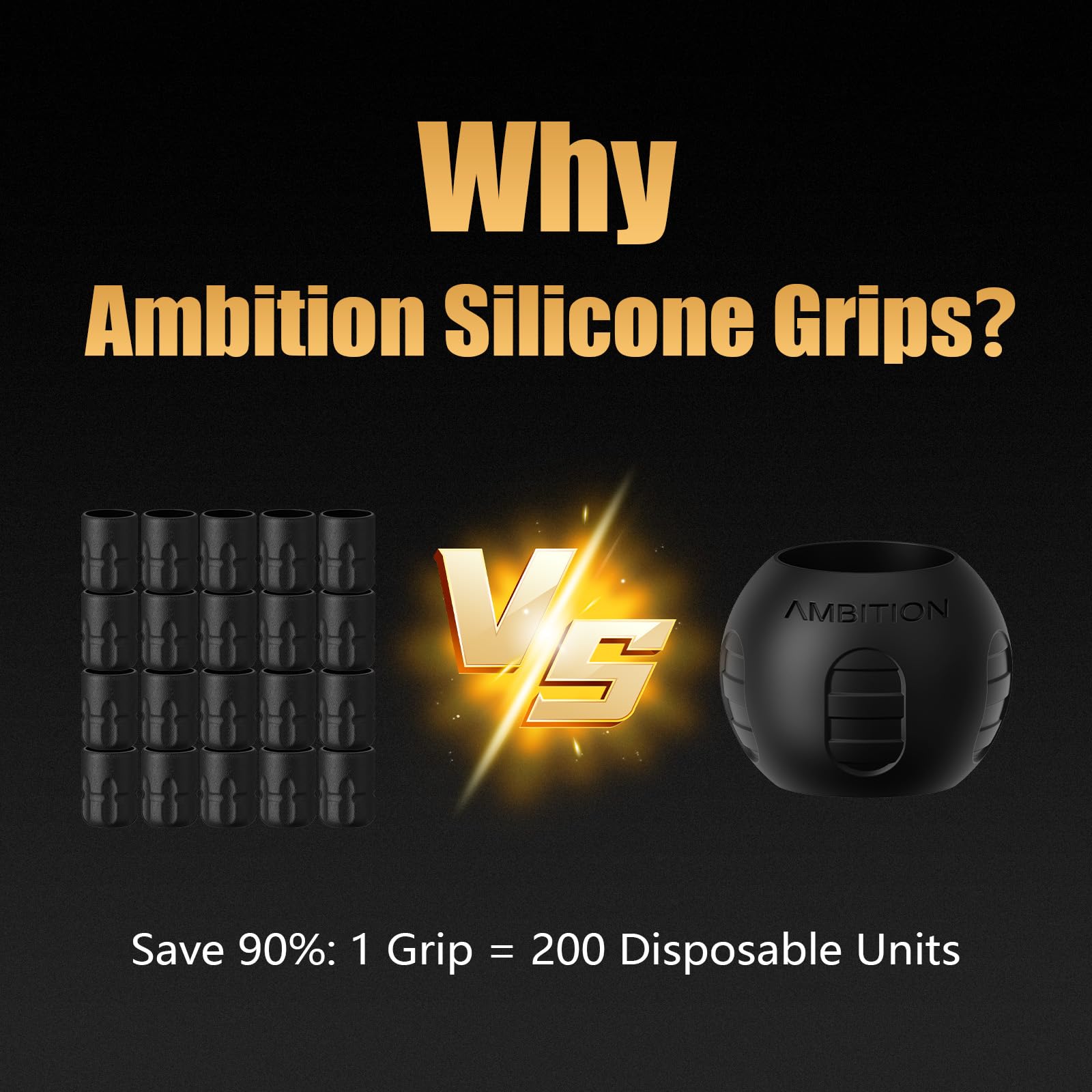 Ambition three-pack layout demonstrating spare grips ready for repeated use
