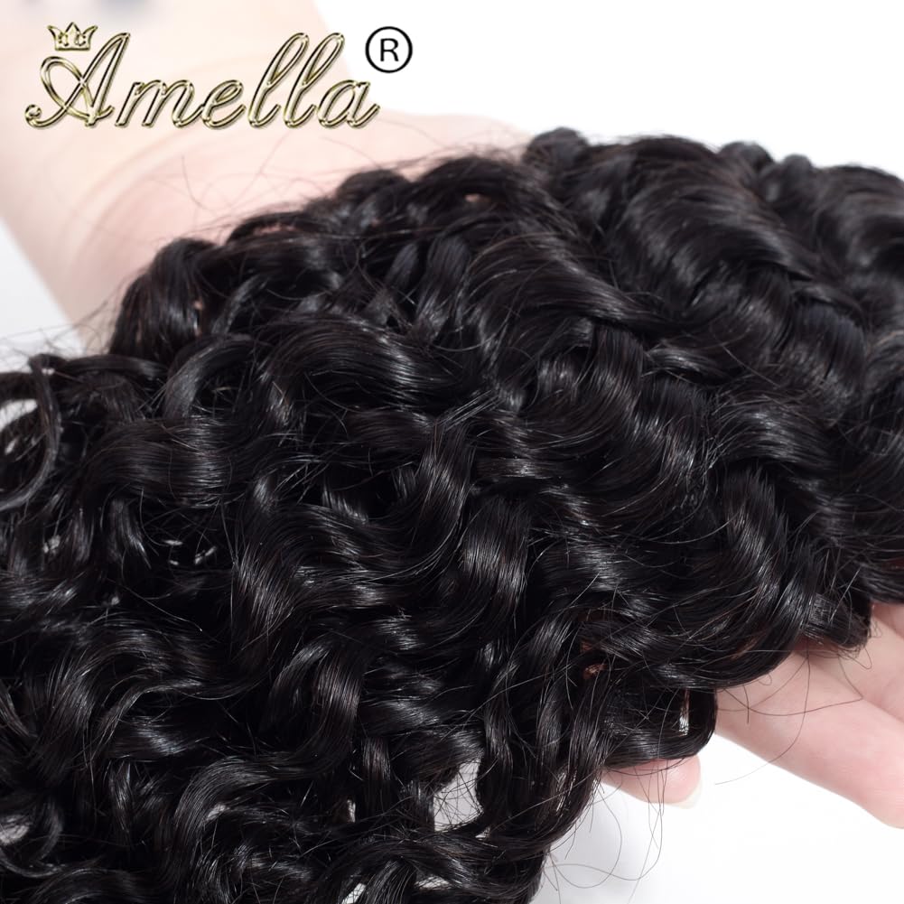 Amella sew-in installation example demonstrating secure fit and full-head coverage