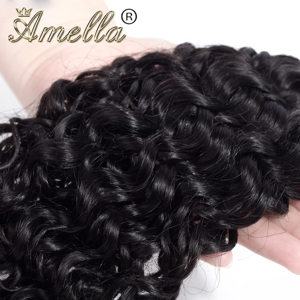 Amella sew-in installation example demonstrating secure fit and full-head coverage