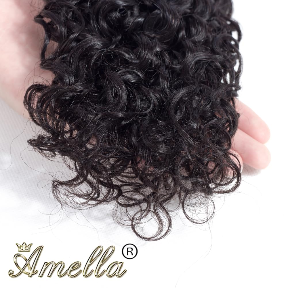 Amella model wearing curly weave displaying volume and natural-looking movement